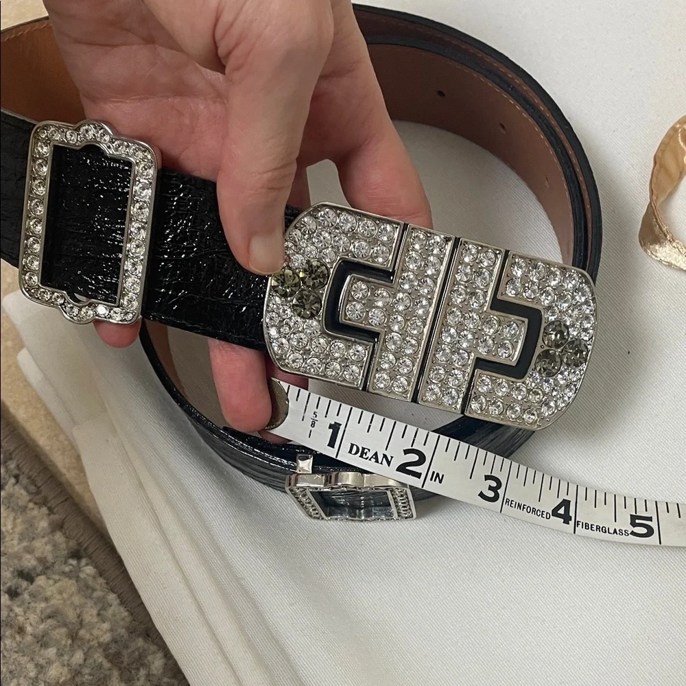 NEW Black Belt with Crystal Embellished Buckle